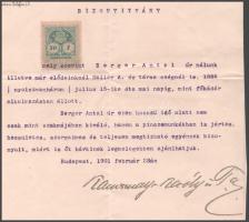 1901 Kamermayer Károly Bortermelő és Bornagykereskedő munkáltatói igazolása Berger Antal főkádár rés...