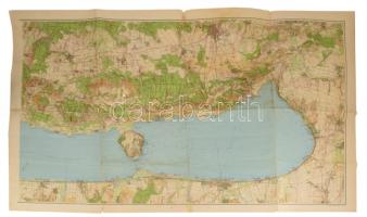 1939 Balaton, két részből álló térkép, kiadja a Keresztény Főiskolai Hallgatók "Centrum" F...