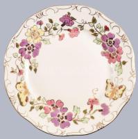 Zsolnay pillangó mintás kávés készlet, + 6 darab süteményes tányérral, 1 darab csészealj hiányzik, j...