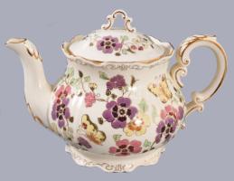 Zsolnay pillangó mintás kávés készlet, + 6 darab süteményes tányérral, 1 darab csészealj hiányzik, j...