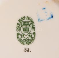 Zsolnay pillangó mintás kávés készlet, + 6 darab süteményes tányérral, 1 darab csészealj hiányzik, j...