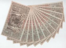 Német Birodalom 1910. 1000M (12x) nagyrészt sorszámkövetők + 1922. kézzel írott pénzváltói dokumentá...