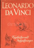 Leonardo da Vinci:  Tagebücher und Aufzeichnungen. Übersetzt und herausgegeben von Theodor Lücke. [Lipcse] Leipzig, (1952). Paul List Verlag (VEB Offizin Haag-Drugulin). 1 t. (színes címkép) + XXIII + [1] + 954 p. + 32 t. (kétoldalas). A Leonardo da Vinci (1452-1519) születésének 500. évfordulója alkalmából kiadott munka Leonardo leginkább közérdeklődésre számot tartó munkáját, találmányi jegyzőkönyvét tárja az olvasóközönség elé. A legnagyobb reneszánsz polihisztor a matematika, az optika, a hidraulika, a vízépítéstan, az erődítéstan, a harcászat, az aerodinamika, az anatómia, a perspektíva-tan és még számos tudomány területén rengeteg találmányt jegyez, kötetünkben e nagyrészt meg nem valósult, de jól átgondolt találmányok németre fordított, szövegközti ábrákkal kísért jegyzőkönyveit lehet tanulmányozni. A Jegyzőkönyv a maga teljességében először 1940-ben jelent meg németül, példányunk az 1952. évi második kiadásból származik, amelyhez Heinz Lüdecke írt előszót. A címlapon régi tulajdonosi bélyegzés. Keretmintás kiadói egészvászon kötésben, színes, illusztrált, verzóján javított kiadói védőborítóban. Jó példány.