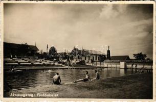 Aknasugatag, Ocna Sugatag; fürdőrészlet, fürdőzők. Dávid Géza kiadása / spa, bathers (EK)