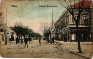 Zenta, Senta; Kossuth Lajos utca, Schwarcz Lajos üzlete. Kragujevits Szabbás kiadása / street, shop (fl)