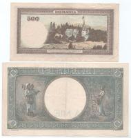 Románia 1941. 500L "F/6 0453580" + 1000L "M.0730 0689" T:F, kis szakadások
Roma...