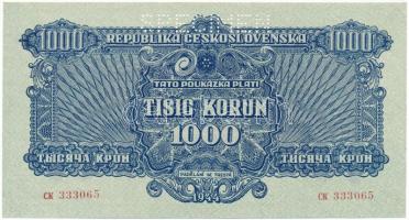 Csehszlovákia 1944. 1000K "CK 333065", "SPECIMEN (MINTA)" perforációval T:AU,XF Czechoslovakia 1944. 1000 Korun "CK 333065", with "SPECIMEN" perforation C:AU,XF Krause P#50.s