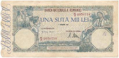 Románia 1946. 100.000L "K/3 0930754" T:F Romania 1946. 100.000 Lei "K/3 0930754" C:F Krause P#58