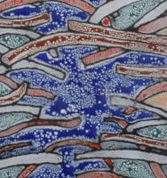 Hollósy Katalin (1955- ): Halomban 2003, zománcozott rézlemez, hátulján autográf felirattal, fa kere...