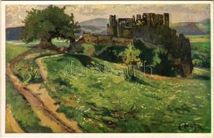 Beckó, Beczkó, Beckov; Beckó vára (Vágvölgye). F. Kocman / Hrad Beckov v Povazie, Ser. 19. / Das Waagtal / castle in the Váh valley