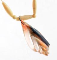 Csont nyaklánc, kagyló medállal, h: 56 cm