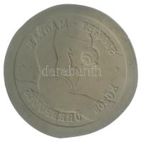 1979. 50Ft "Interkozmosz (Szovjet-magyar közös űrrepülés)" érmetervezet gipsz hátlapi NEGATÍV nagyminta (162mm). Csak próbaveret formában létezik T:AU,XF ph. A 45. Nagyaukciónkon futott 30140-es számú tétel párja! Hungary 1979. 50 Forint "Interkosmos (Soviet-Hungarian joint space flight)" coin's plan reverse NEGATIVE large plaster sample (162mm). Exists only in trial strike C:AU,XF edge error Pair of number 30140 lot from our 45th Major Auction! Adamo EME21