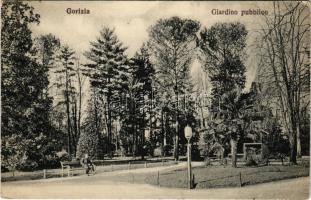 1918 Gorizia, Görz; Giardino pubblico / garden park + "Von der Armee im Felde" "Feld-Ersatz-Batterie d. kgl. ung. 41. Honved-Feld-Art.-I" (EB)