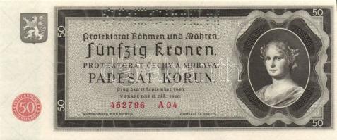 Német 3. Birodalom/Cseh-Morva Protektorátus 1940 1K, 5K, 50K, 100K, 100K(2.kiadás) teljes sor! &quot...