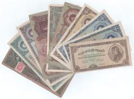 Vegyes, 13db-os tétel, benne 10db 1930-1946 közötti Pengő bankjeggyel és 3db 1942-es államadóssági k...