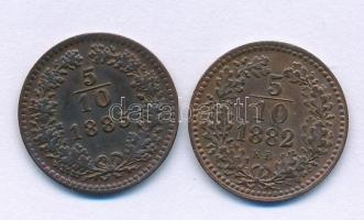 1882KB 5/10kr Cu + Ausztria 1885. 5/10kr Cu T:XF Hungary 1882KB 5/10 Kreuzer Cu + Austria 1885 5/10 Kreuzer Cu C:XF Adamo M3.1, Krause KM#2183