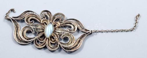 Ezüst(Ag) filigrán medál, jelzés nélkül, 8×4 cm, bruttó: 14 g