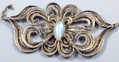 Ezüst(Ag) filigrán medál, jelzés nélkül, 8×4 cm, bruttó: 14 g