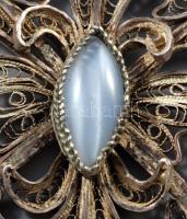 Ezüst(Ag) filigrán medál, jelzés nélkül, 8×4 cm, bruttó: 14 g