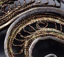 Ezüst(Ag) filigrán medál, jelzés nélkül, 8×4 cm, bruttó: 14 g