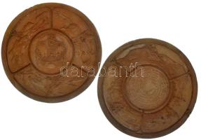 Fülöp Zoltán (1951-) / Helényi Tibor (1946-2014) 2000. "A Magyar Államiság Ezredik Évfordulójára" négy darabból álló emlékérem-szett gipsz a Halotti beszéddel, előlapi és hátlapi NEGATÍV nagyminta (220mm) T:AU Hungary 2000. "1000th Anniversary of Hungary became a state" four-piece commemorative medallion set plan with the Funeral Sermon, obverse and reverse NEGATIVE large plaster sample (220mm) C:AU