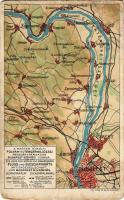 Budapest, A Magyar Királyi Folyam- és Tengerhajózási Rt. Budapest-Dömösi vonala, térkép / Hungarian river and sea shipping map. Lith. Klösz Gy. és Fia (ragasztónyomok / glue marks)