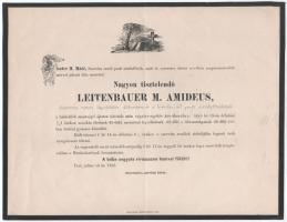 1865 Pest, Leitenbauer M. Amideus szervita pesti zárdafőnök halotti értesítője
