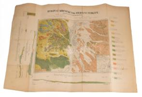 1878 Budapest környékének földtani térképe, 1:28.800, Litográfia, 54x75cm vászonra kasírozva