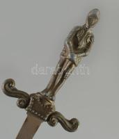 Figurális markolatú levélbontó kés, h: 31,5 cm