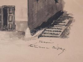 Csabai Wágner József (1888-1967): Tabán, kőműves lépcső. Akvarell, papír, jelzett, üvegezett keretbe...