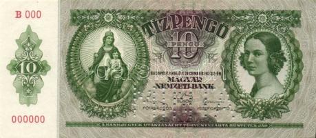 1936. 10P "B 000 - 000000" sorszámmal, "Minta" perforációval T:I RRR!!!