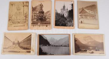 cca 1880-1910 Külföldi városokat, tájakat, épületeket ábrázoló keményhátú fotók, összesen 37 db, veg...