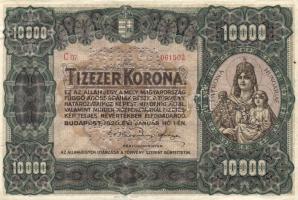 1920. 10.000K piros szériás  3db "Minta" perforációval T:II+ RR!!