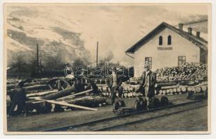 1934 Szebenjuharos, Hohe Rinne, Paltinis; fatelep, fűrésztelep, iparvasút / forestry, sawmill, industrial railway. photo (fl)