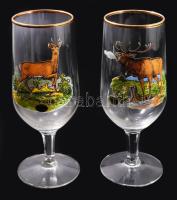 6+2 darab német vadászmintás pohár, hibátlan, m: 15-17 cm