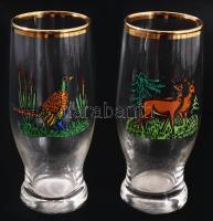 6+2 darab német vadászmintás pohár, hibátlan, m: 15-17 cm
