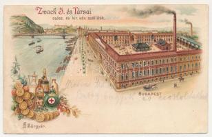 1904 Budapest IX. Zwack József és Társai cs. és kir. udvari szállítók likőrgyára. Soroksári út, Dandár utca 1. Art Nouveau, litho (r)