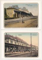 VASÚTÁLLOMÁSOK - 12 db MODERN reprint képeslap / RAILWAY STATIONS - 12 modern reprint postcards