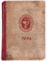 Gyógyszerész almanach az 1944 évre. Összeáll.: Szász Tihamér. Bp.,(1944),vargyasi Máté Ernő-ny., XVI+852+4 p. Félvászon szétvált kötéssel,