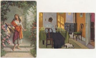 12 db RÉGI motívum képeslap vegyes minőségben / 12 pre-1945 motive art postcards in mixed quality