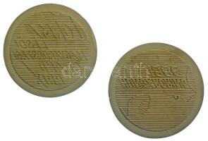 Fülöp Zoltán (1951-) 1986. "Hungaroring / Forma 1 - Első Magyarországi Grand Prix" emlékérem gipsz előlapi és hátlapi NEGATÍV nagyminta (158mm) T:AU Hungary 1986. 20 Forint "Hungaroring / Forma 1 - First Hungarian Grand Prix" medallion obverse and reverse NEGATIVE large plaster sample (158mm) C:AU