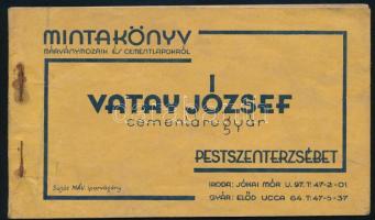cca 1930 Bp., Vatay József cementárugyárának mintakönyve márványmozaik és cementlapokról, színes illusztrációkkal