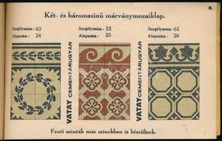 cca 1930 Bp., Vatay József cementárugyárának mintakönyve márványmozaik és cementlapokról, színes ill...