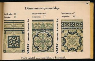 cca 1930 Bp., Vatay József cementárugyárának mintakönyve márványmozaik és cementlapokról, színes ill...