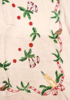 Kézzel hímzett karácsonyi mintás terítő, cca 120x120 cm