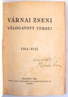 Várnai Zseni 2 DEDIKÁLT műve:
Várnai Zseni válogatott versei. 1914-1942. Bp., 1942., Arany János. K...
