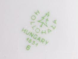 Hollóházi népi mintás porcelán kulacs, jelzett, hibátlan, m: 18 cm