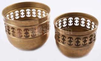 2 darab díszes réz kaspó, m: 12-14 cm