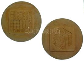 2002. 500Ft "Rubik-kocka" gipsz előlapi és hátlapi NEGATÍV nagyminta (195mm) T:AU Hungary 2002. 500 Forint "Rubik's Cube" obverse and reverse NEGATIVE large plaster sample (195mm) C:AU Adamo EM183