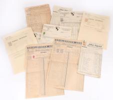 1943 Játékgyárak, játékáruházak fejléces számlái (Liebner Zsigmond, ifj. Sebő József, stb.), 11 db, vegyes állapotban
